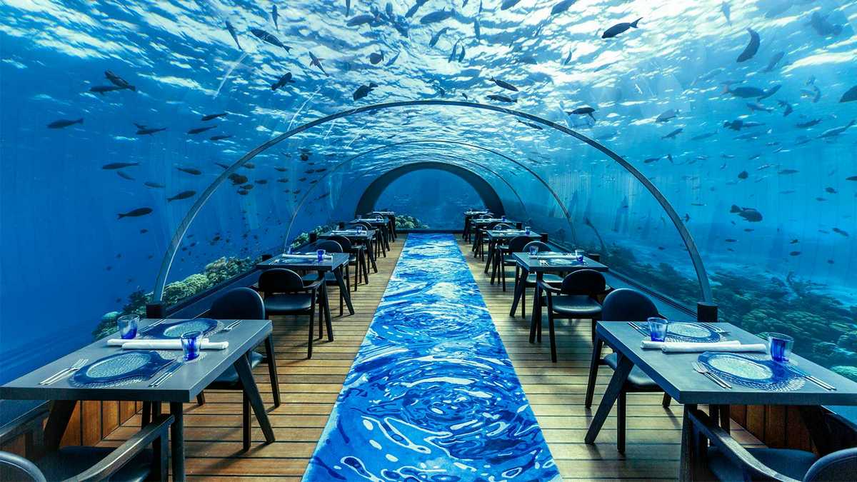 подводный ресторан 5.8 Мальдивы